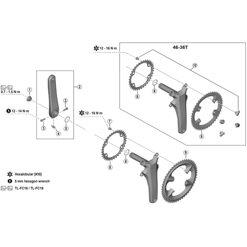 Shimano Chainring FCR8100 12spd Inner 36T- NH Black 36 teeth